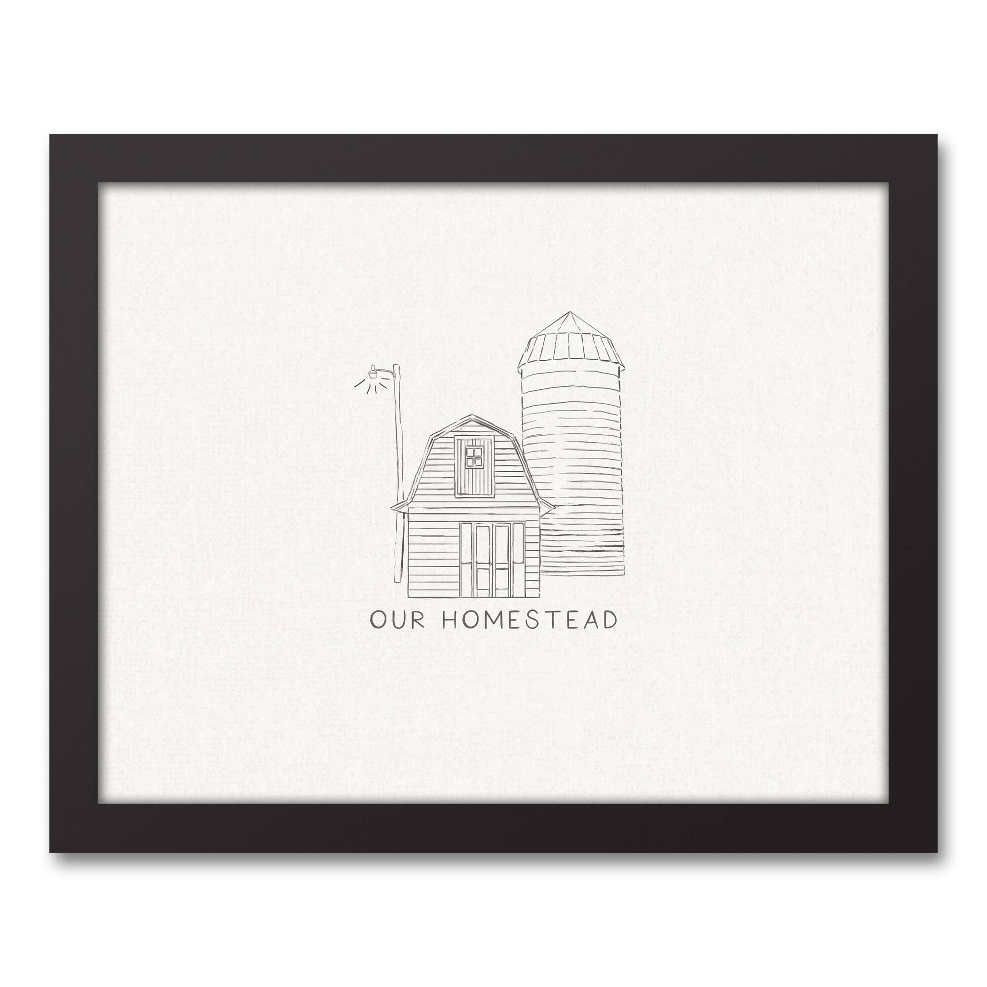 Farmhouse Sketches 11" x 14" Black Framed Canvas - Set of 2